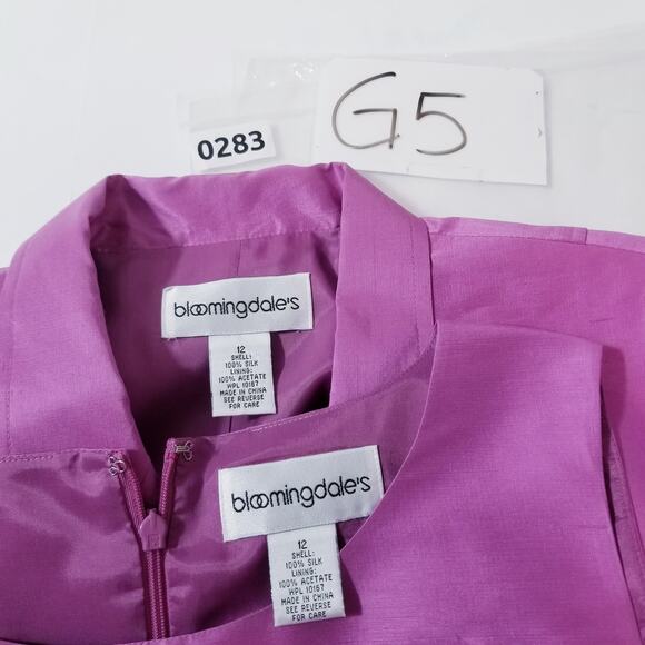 Bloomingdales 100% Silk Pink Blazer and Sheath Dress - Picture 14 of 14